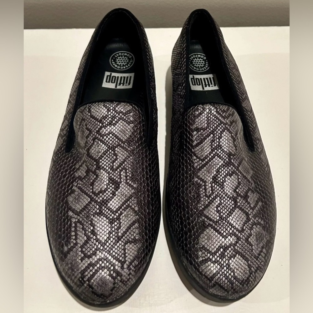 Fitflop Gray Audrey Python Print Comfort Loafers … - image 3